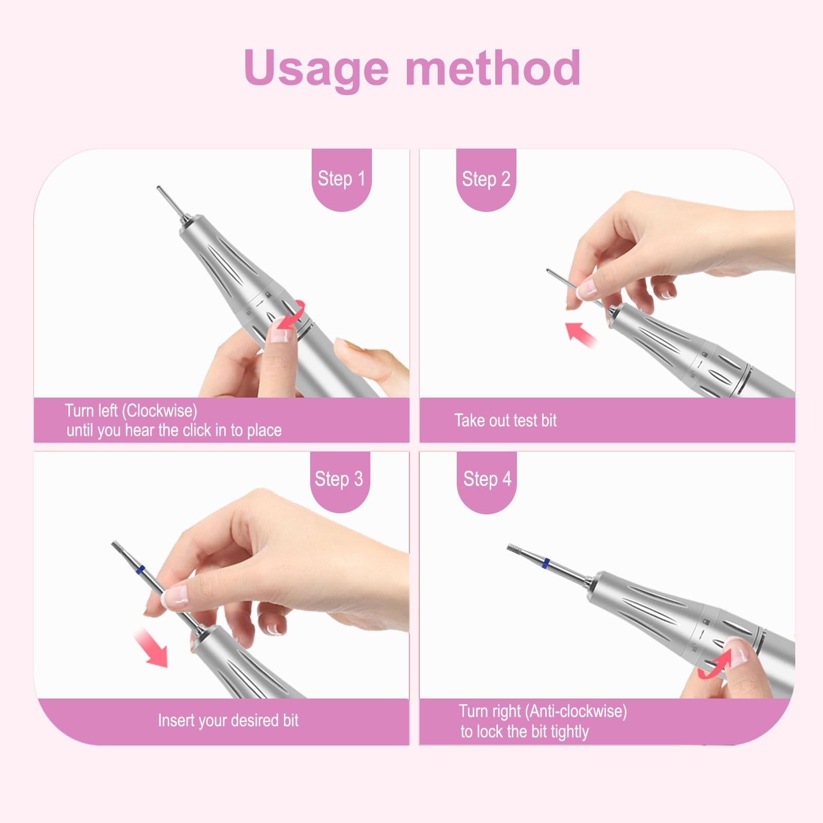 Mini Barrel Shape Cuticle Clean Nail Drill Bit, 3/32” Professional Safety Ca…