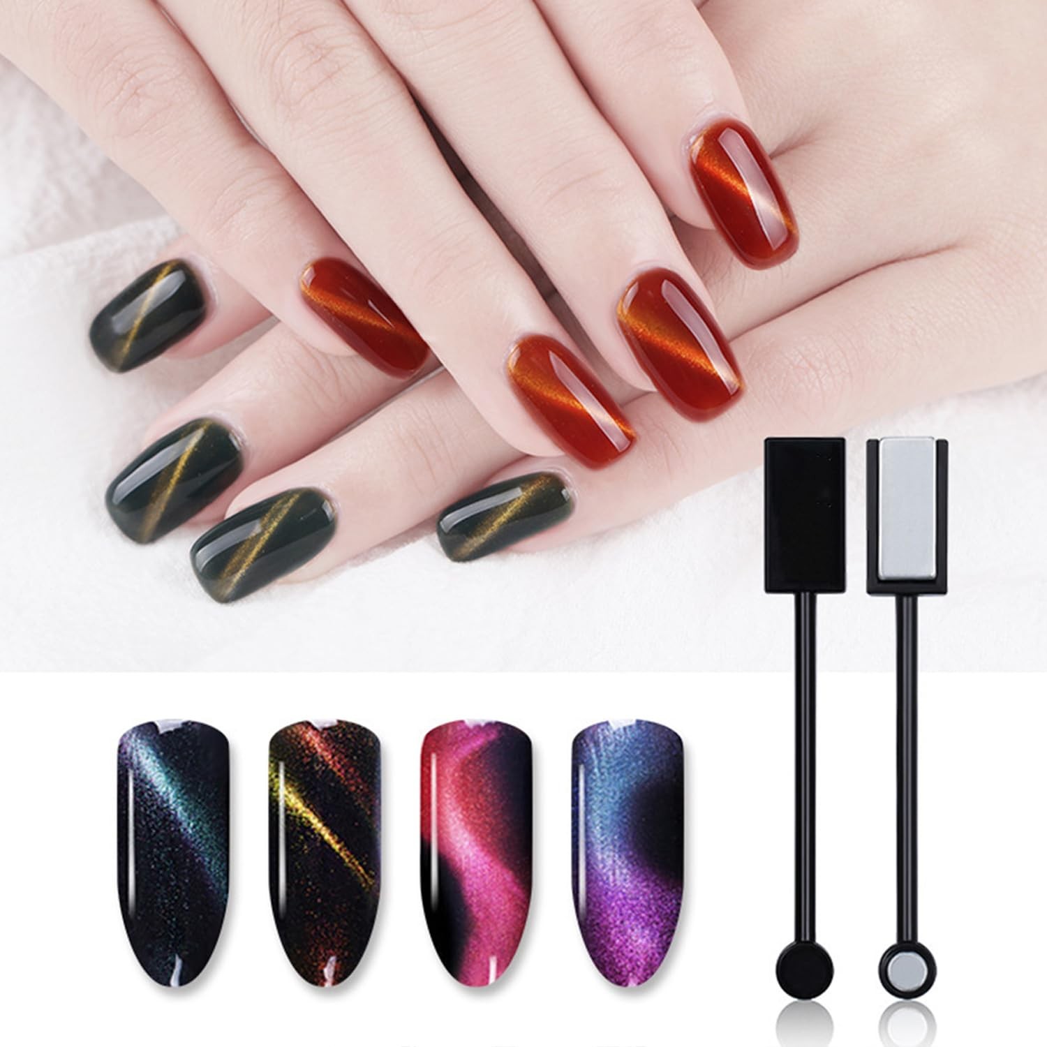 DANNEASY 14pcs Cat Eye Nail Magnet Gel Nail Polish Magnetic Wand Cat Eye Magn…