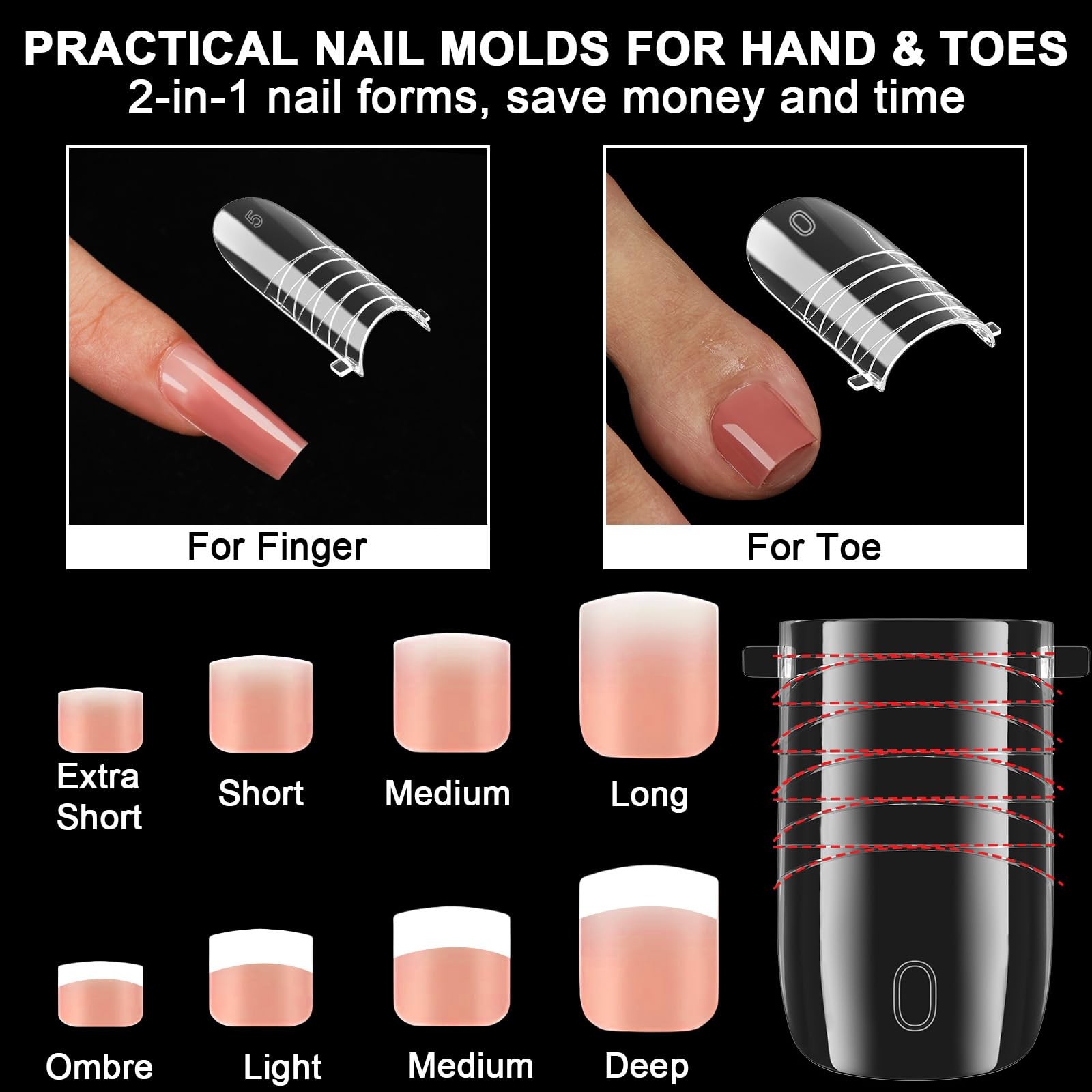 ASONRL 160 Pcs Toe Nail Forms 16 Sizes