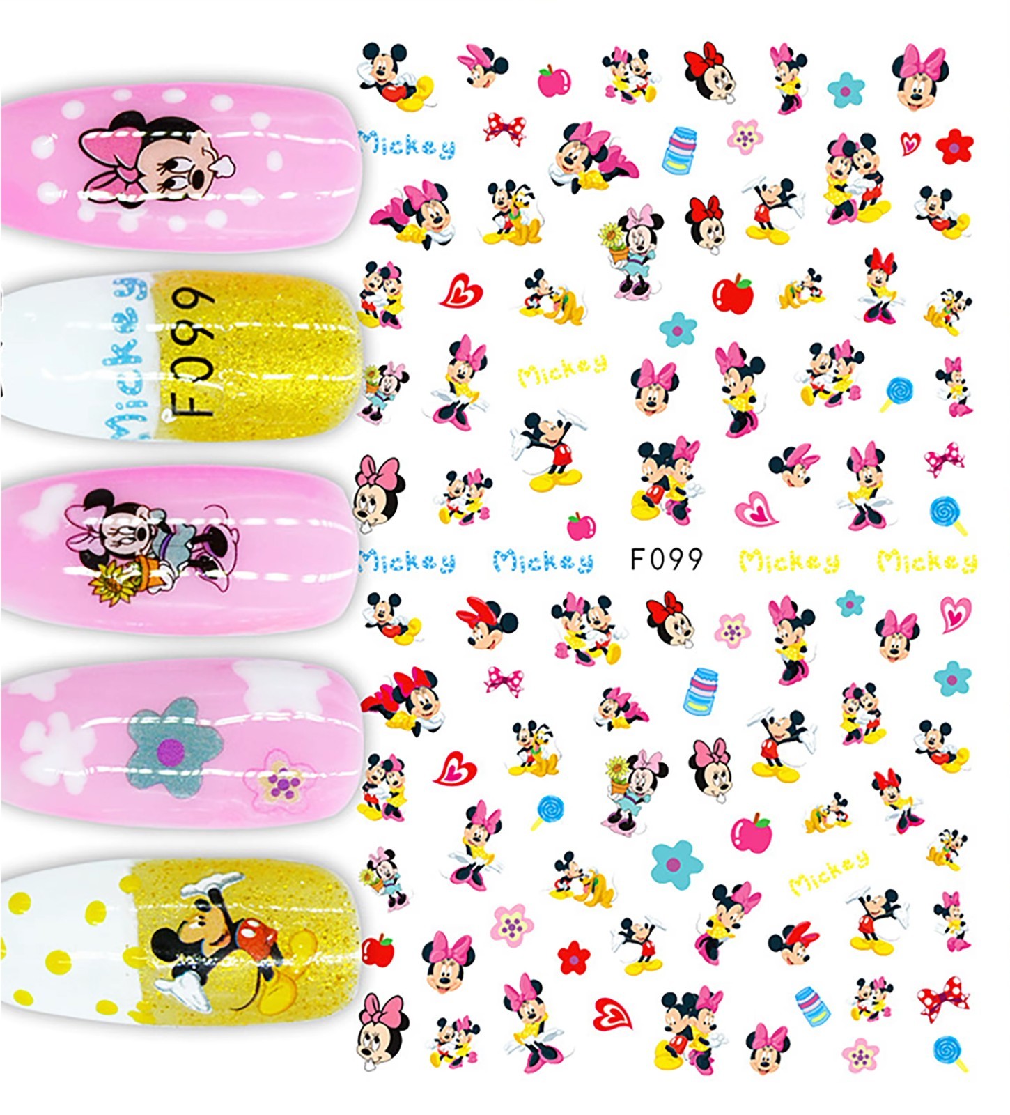 Nail Art 3D Decal Stickers beautiful Mickey Minnie apple bow F099