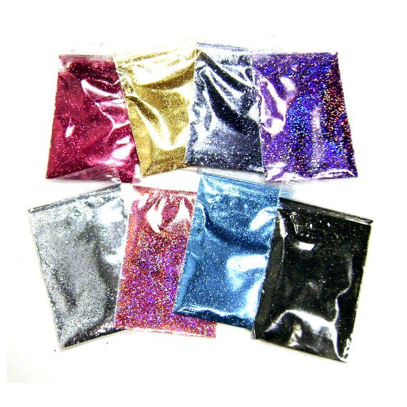 8-Pack Glitter Remnants Grab Bag, Solvent Resistant Polyester in Various Colors