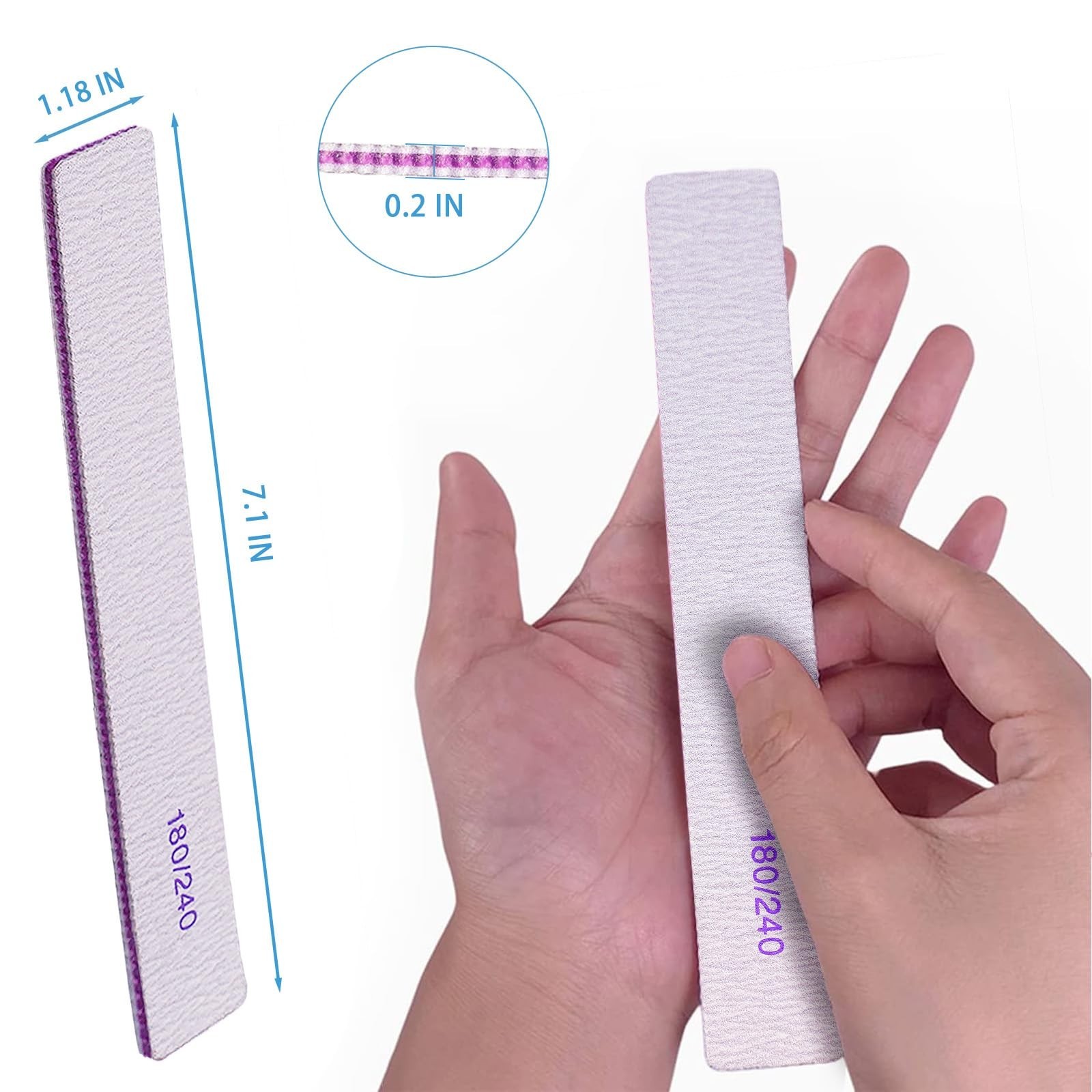 Nail Files (24 Packs), Professional 180/240 Grit Double Sided Emery Boards fo…