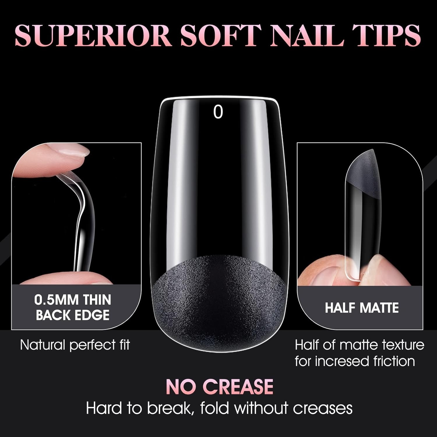 Quick-Curing Soft Gel Nail Extensions Kit – 240 Full Cover Tips in 10 Sizes