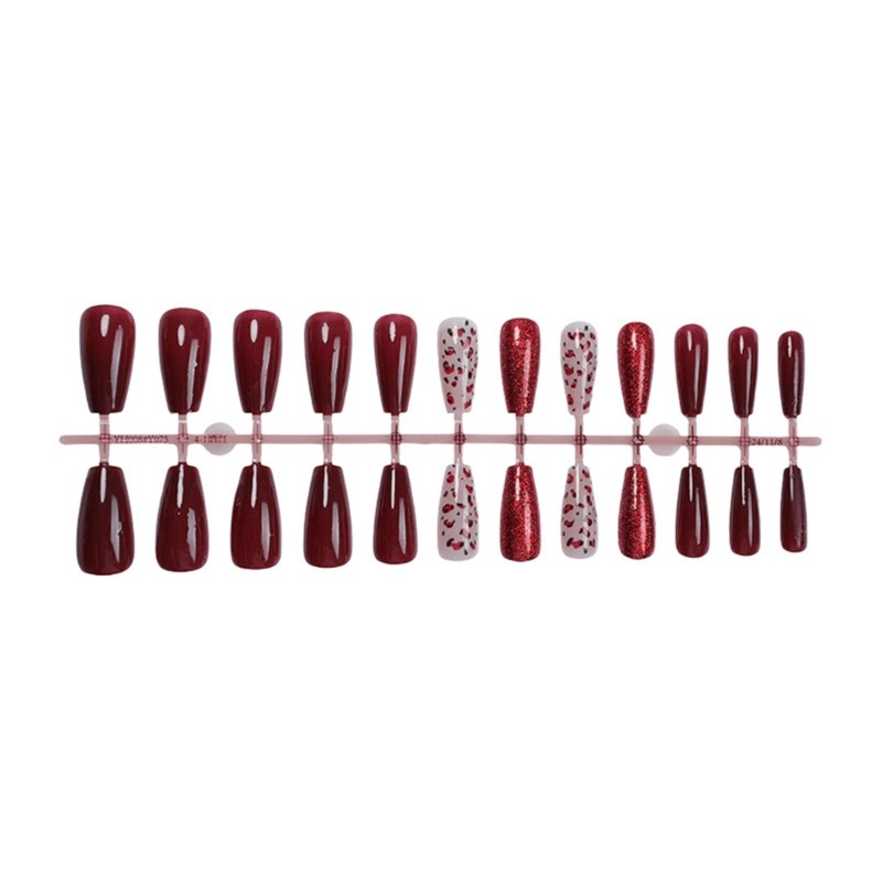 24x Valentines Day False Nail French Cats Eye Press On Nail on Nail