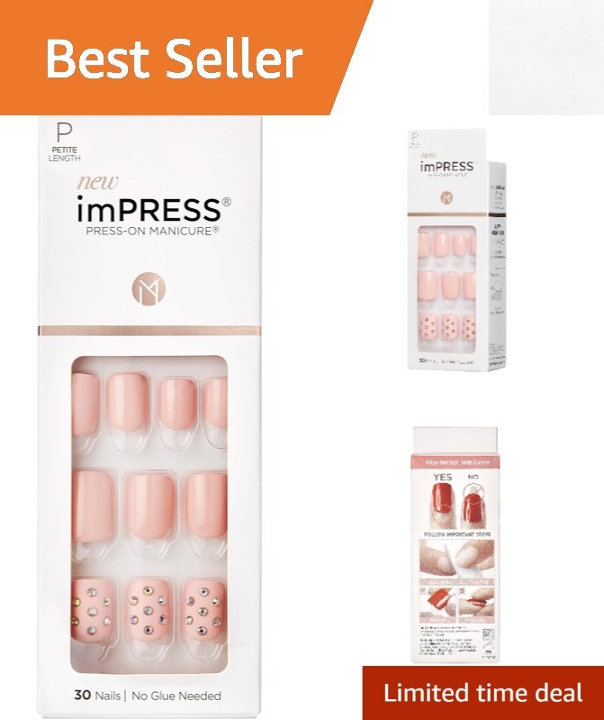 Elegant KISS Pink Press On Nails – ‘Petite Secrets’, 30 Nails, Easy Application