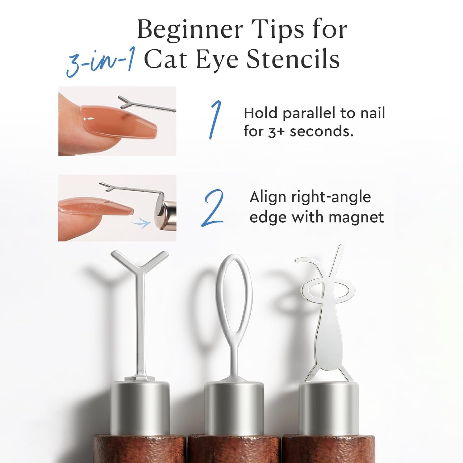 AZUREBEAUTY 11Pcs Cat Eye Magnet Kit, 3-in-1 Wooden Nail Pen | Cylinder Magnet c