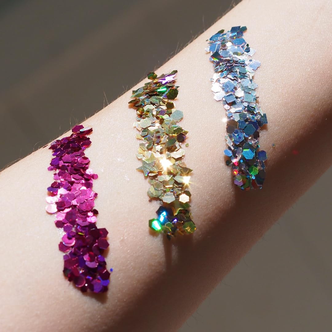 Macro Face & Body Glitter | Cosmetic Grade Large-Particle Loose Glitter | Saf…
