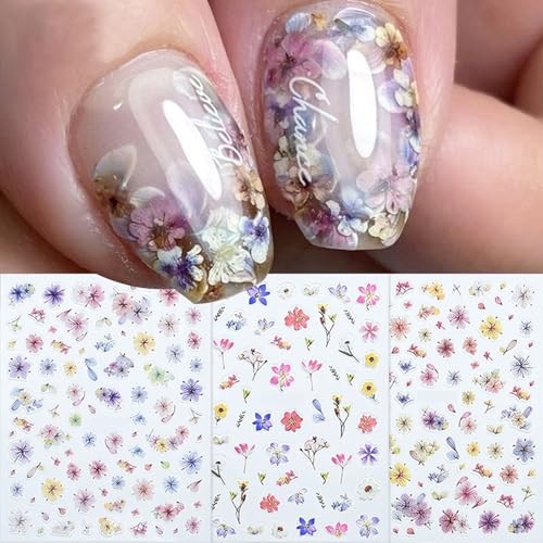 Summer Flower Nail Art Stickers Decals 3PCS 3D Embossed Self-Adhesive Flower-02