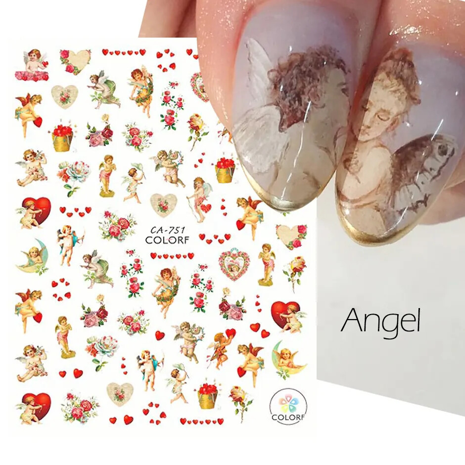 Nail Art Stickers Decals Transfers Valentines Day Pink Love Hearts Red Heart