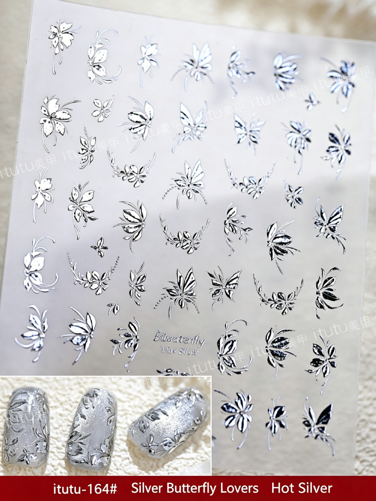 Bestseller Hot Stamping Wealth & Fortune Butterfly Flower Nail Stickers, Micro E