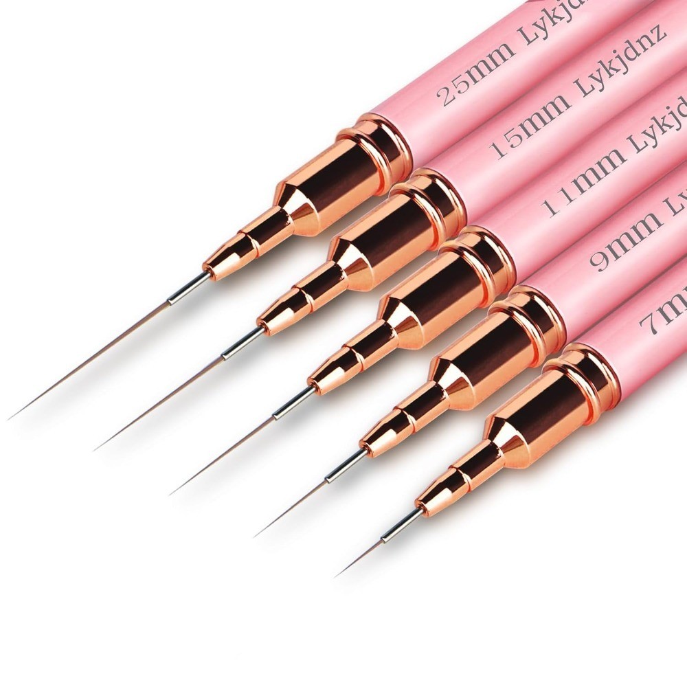 Nail Art Liner Brush Set 5 pcs Gel Painting Design Tool for Thin Details Long
