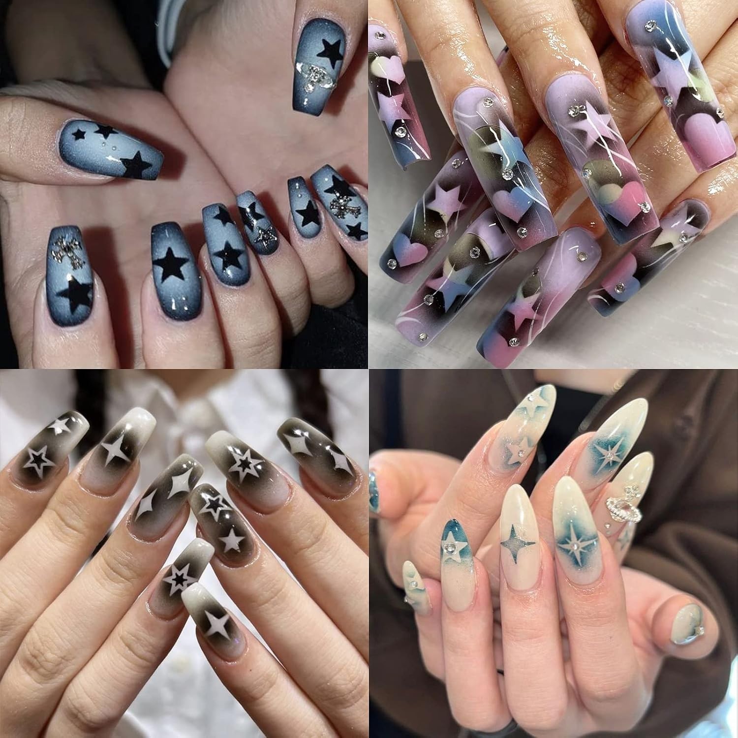 Creative Nail Art with 24 Sheets Airbrush Stencils – Stars, Hearts & Butterflies