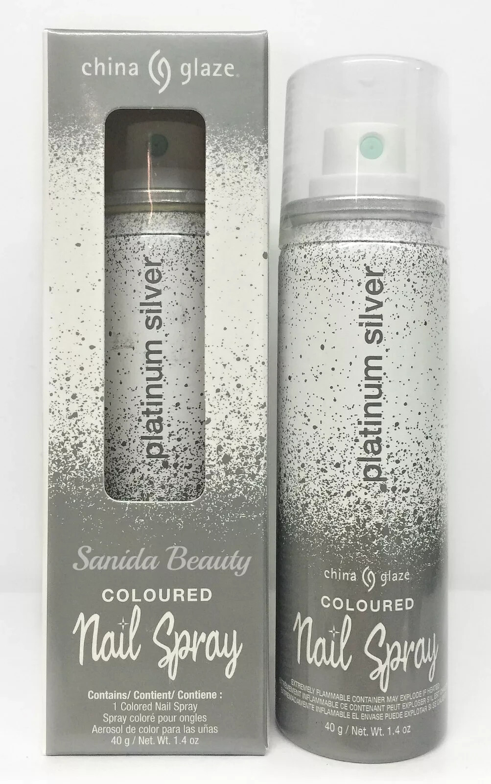 China Glaze Nail Lacquer COLOURED NAIL SPRAY 1.4oz/40g – Silver Shimmer