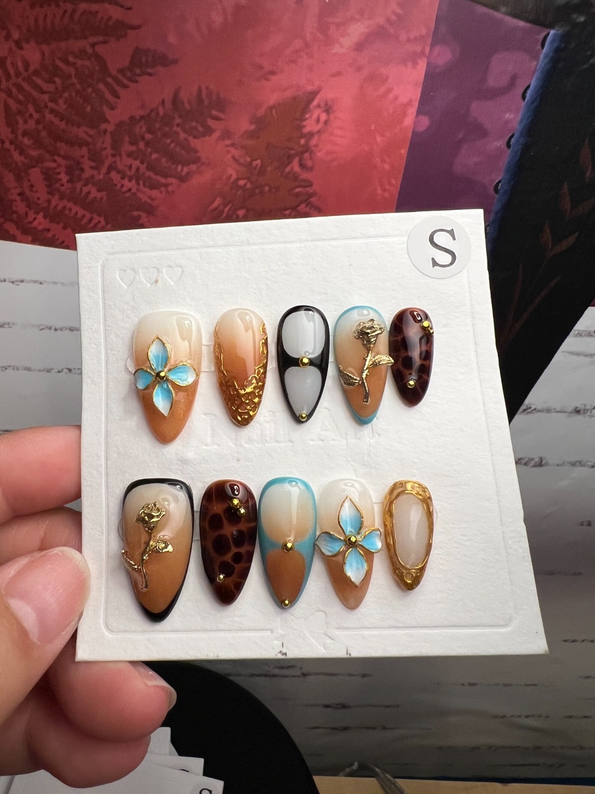 Handmade Press on Nails Size S, Almond Shape with Multiple Designs NEW