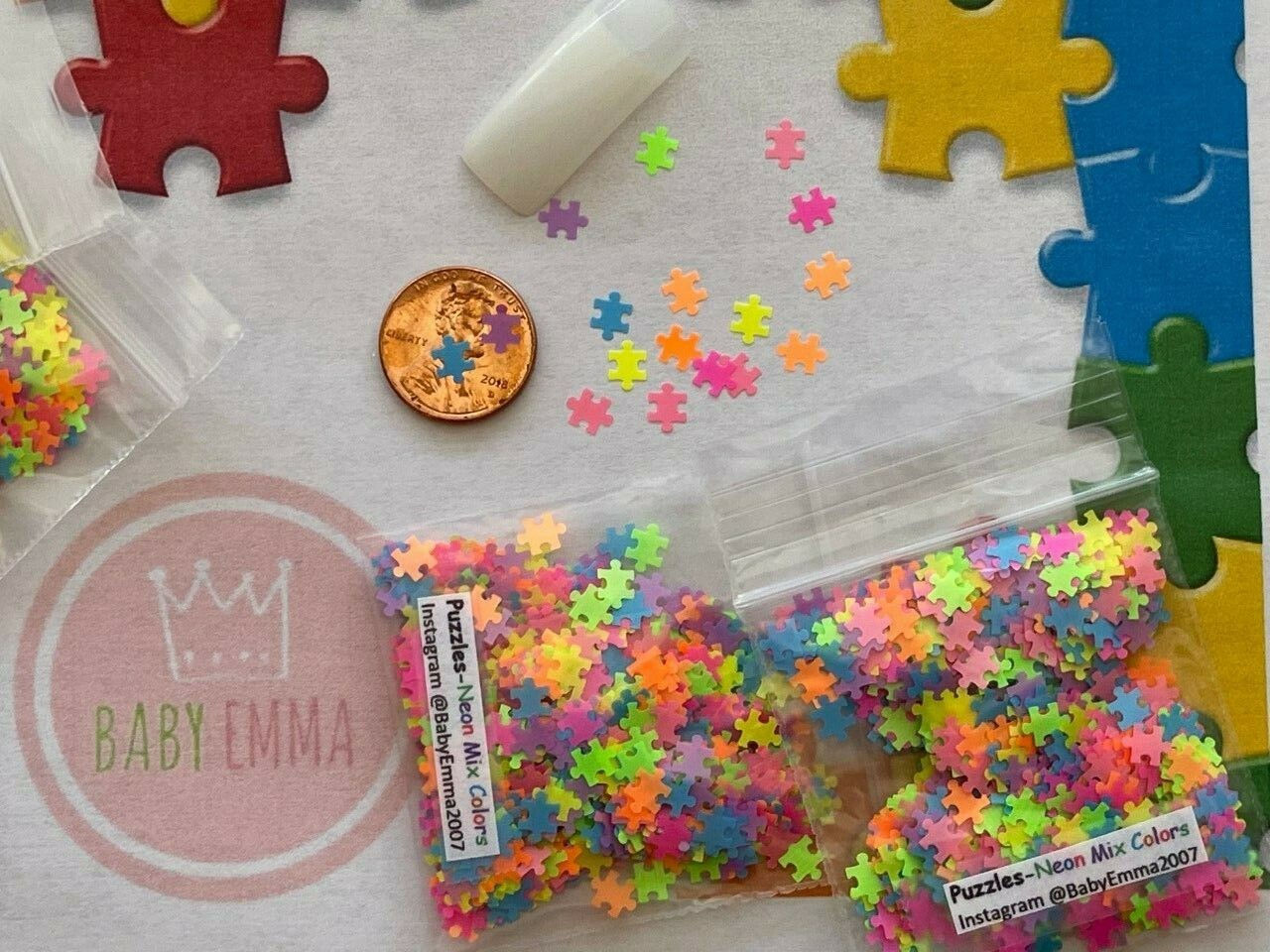 Solvent Resistant Puzzles Shaped (Neon Mixed) 5mm Glitter-Nail Art Acrylic Gel