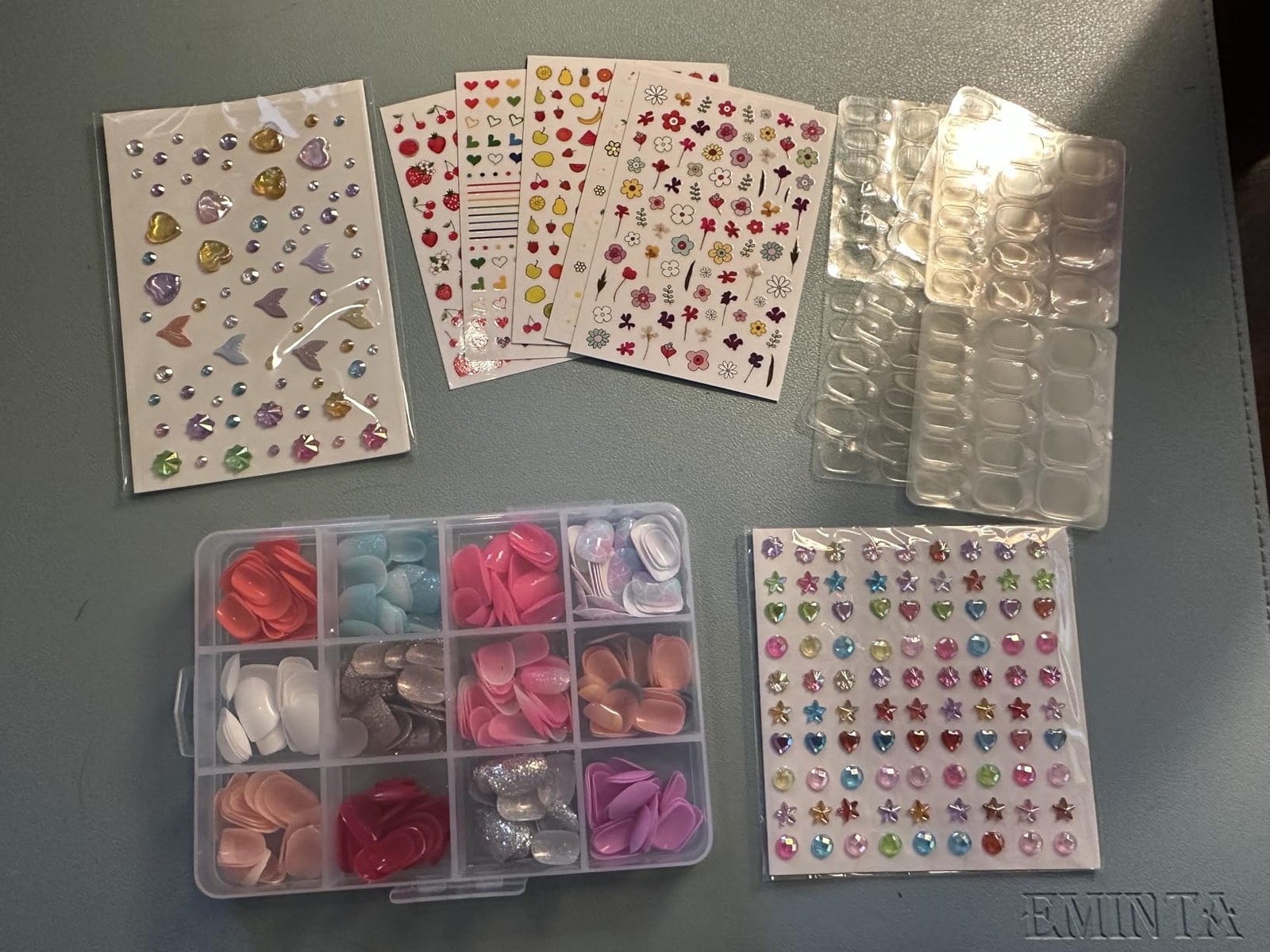 Kids Press On Nails Art Kit 12 Styles with Stickers Gems Rhinestones Fun DIY Pla
