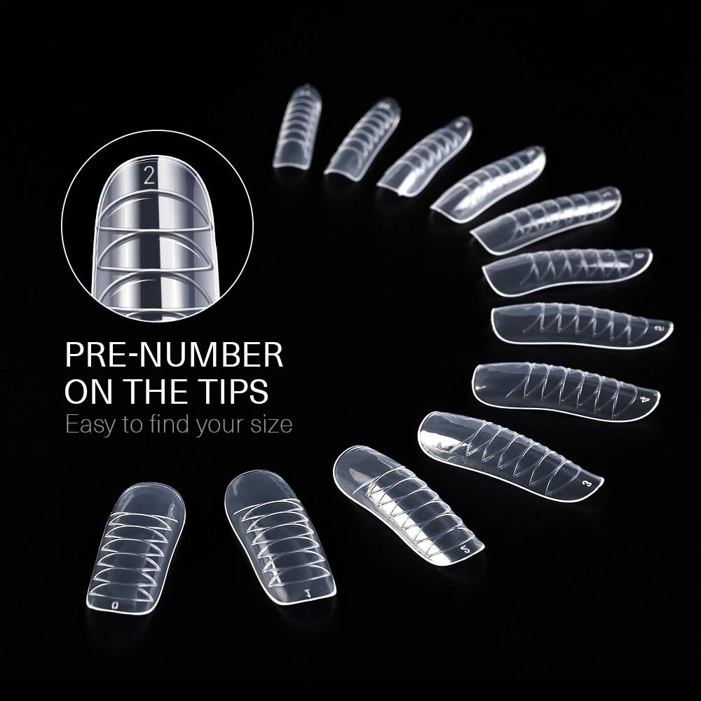 Poly Extension Gel Dual Nail Form 120pcs Coffin Nails Clear Ballerina Nail Ti…