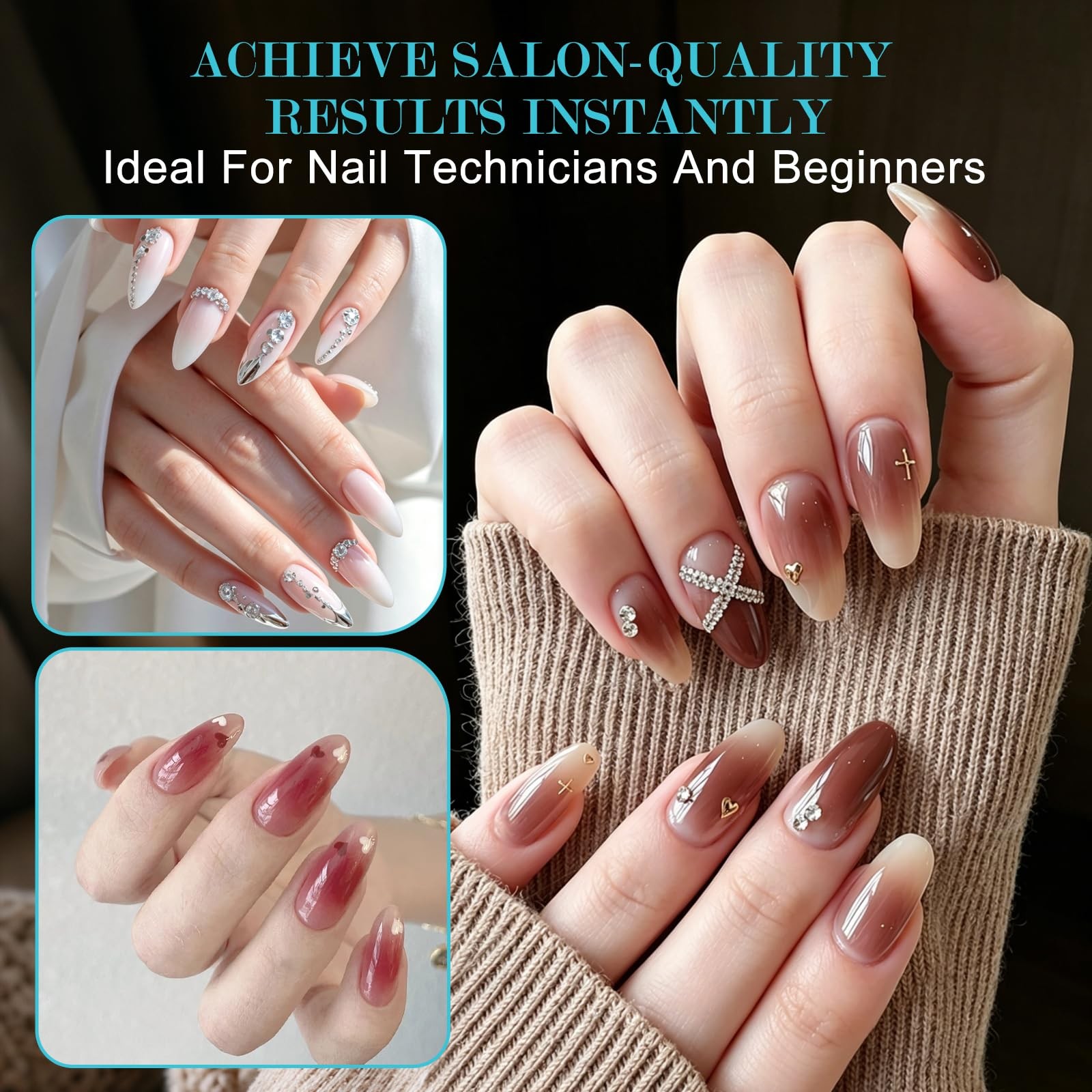 vivinin 600PCS Almond Nail Tips, 12 Sizes Clear Acrylic Half Matte Nails, Pre…