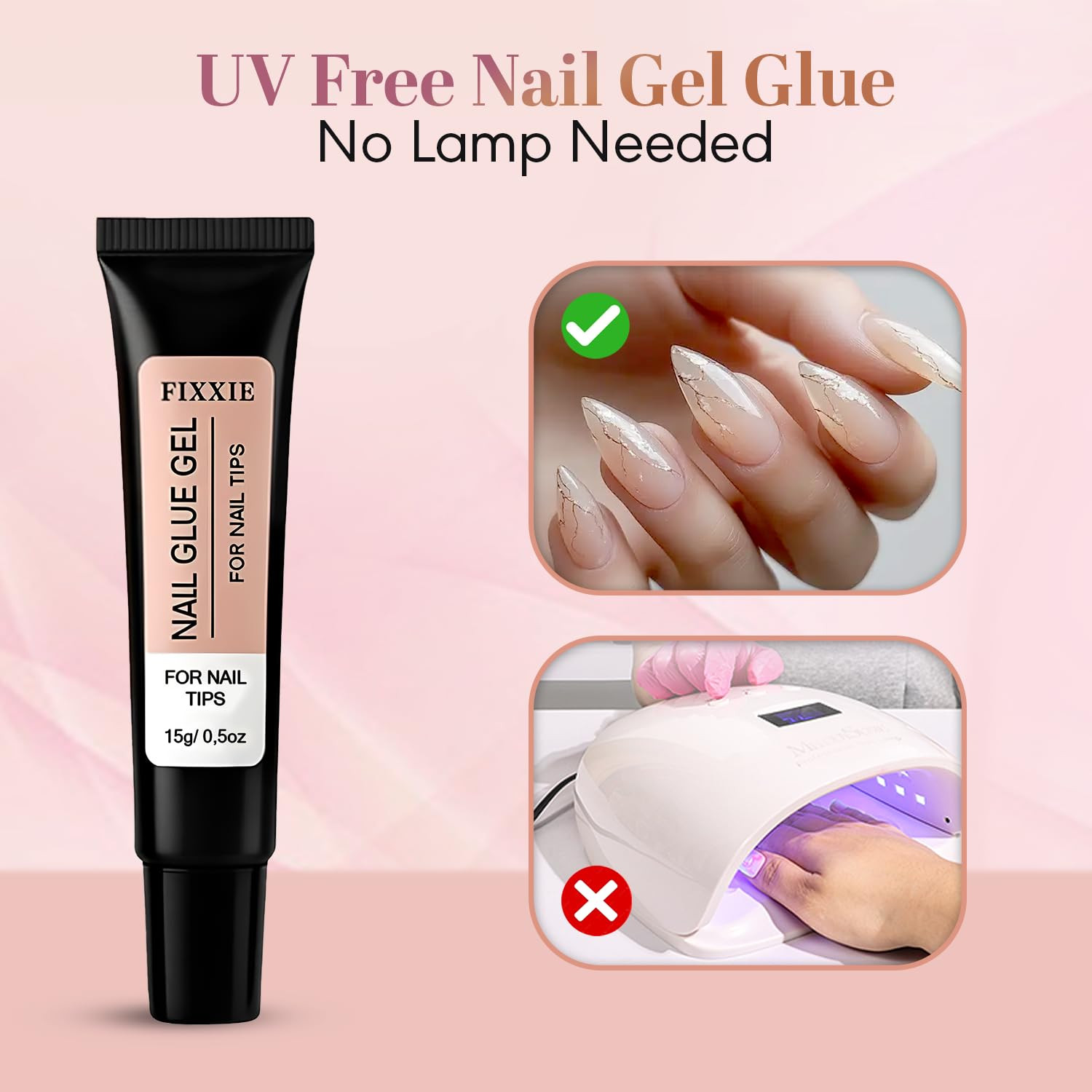 Super Strong Nail Glue Gel with Remover 15G/15Ml Extra Strong UV Free Nail Glue