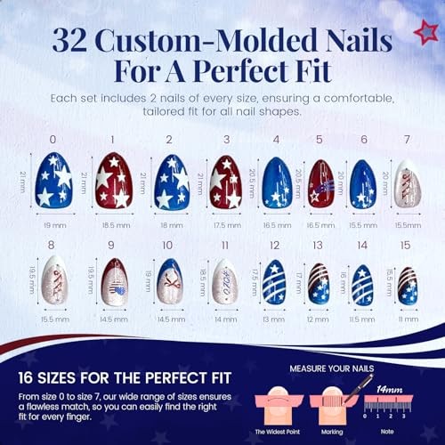 Almond Cat Eye Salon 4th of July Press On Nails – Memorial Day Nails