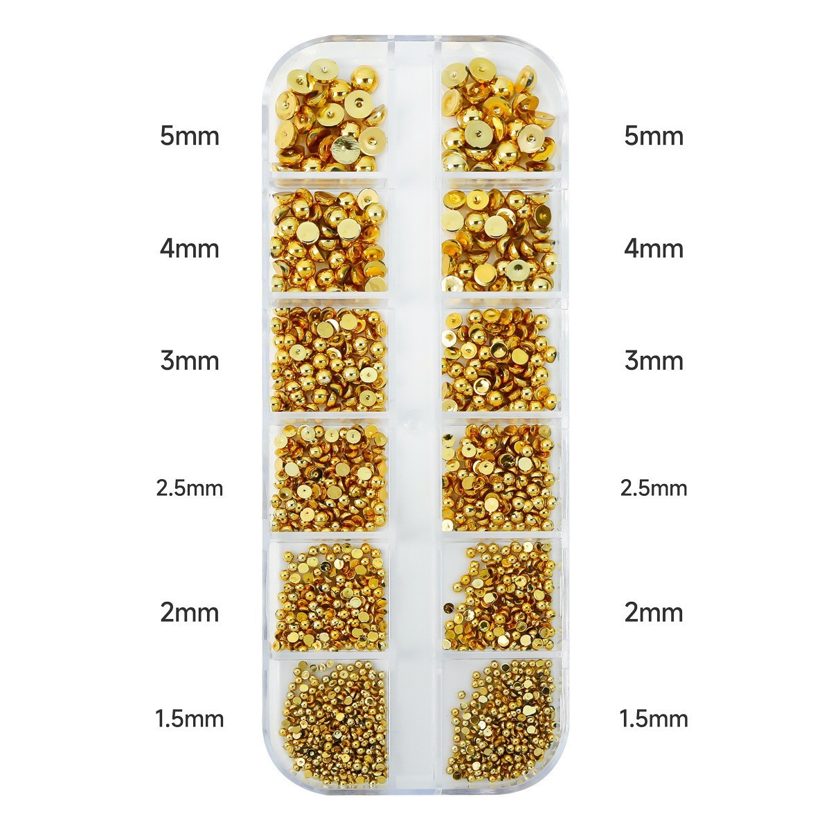 6/12-Grid Nail Steel Beads Set Caviar Beads Gold Silver Half Pearls for Nail Art