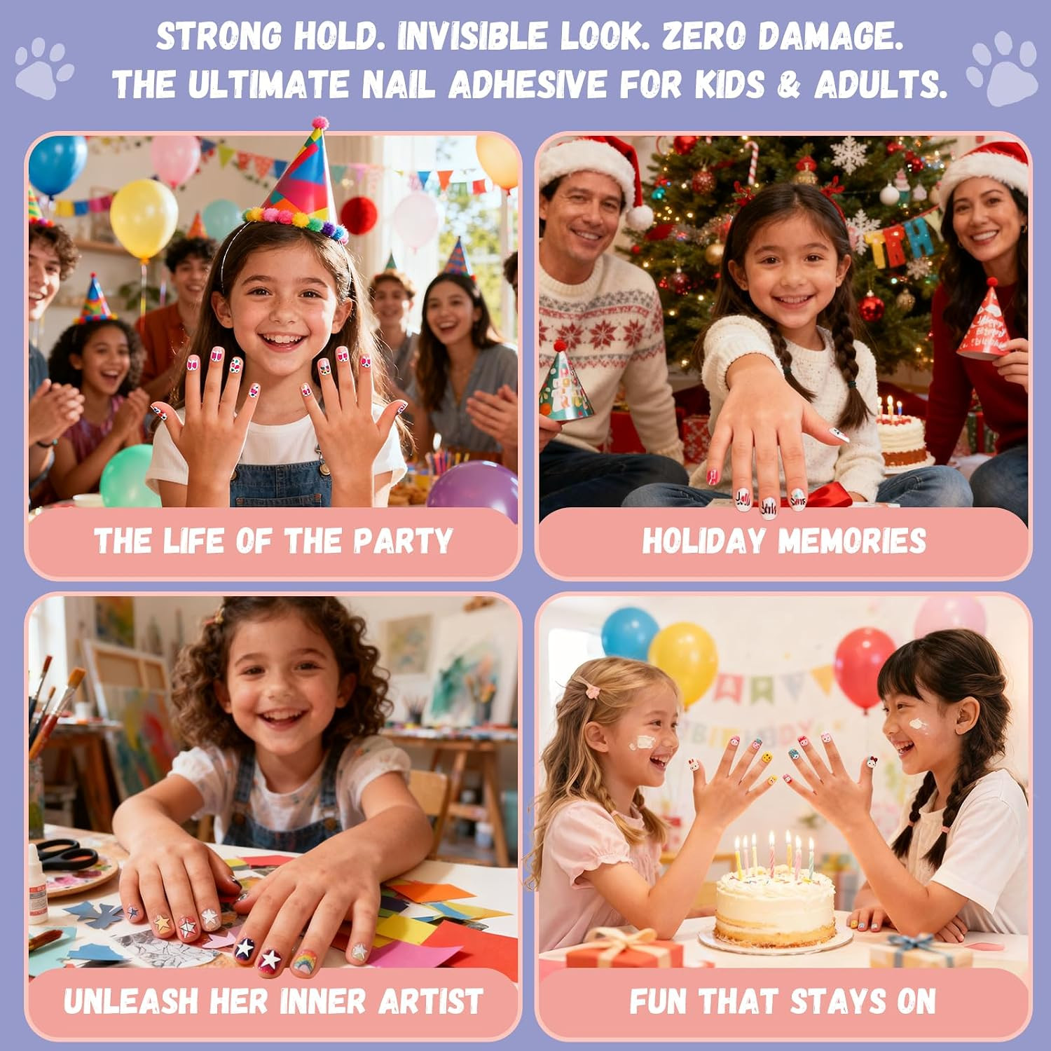 XS Non-Toxic Nail Adhesive Tabs for Kids | 480 PCS Extra Strong Sticky Tabs for