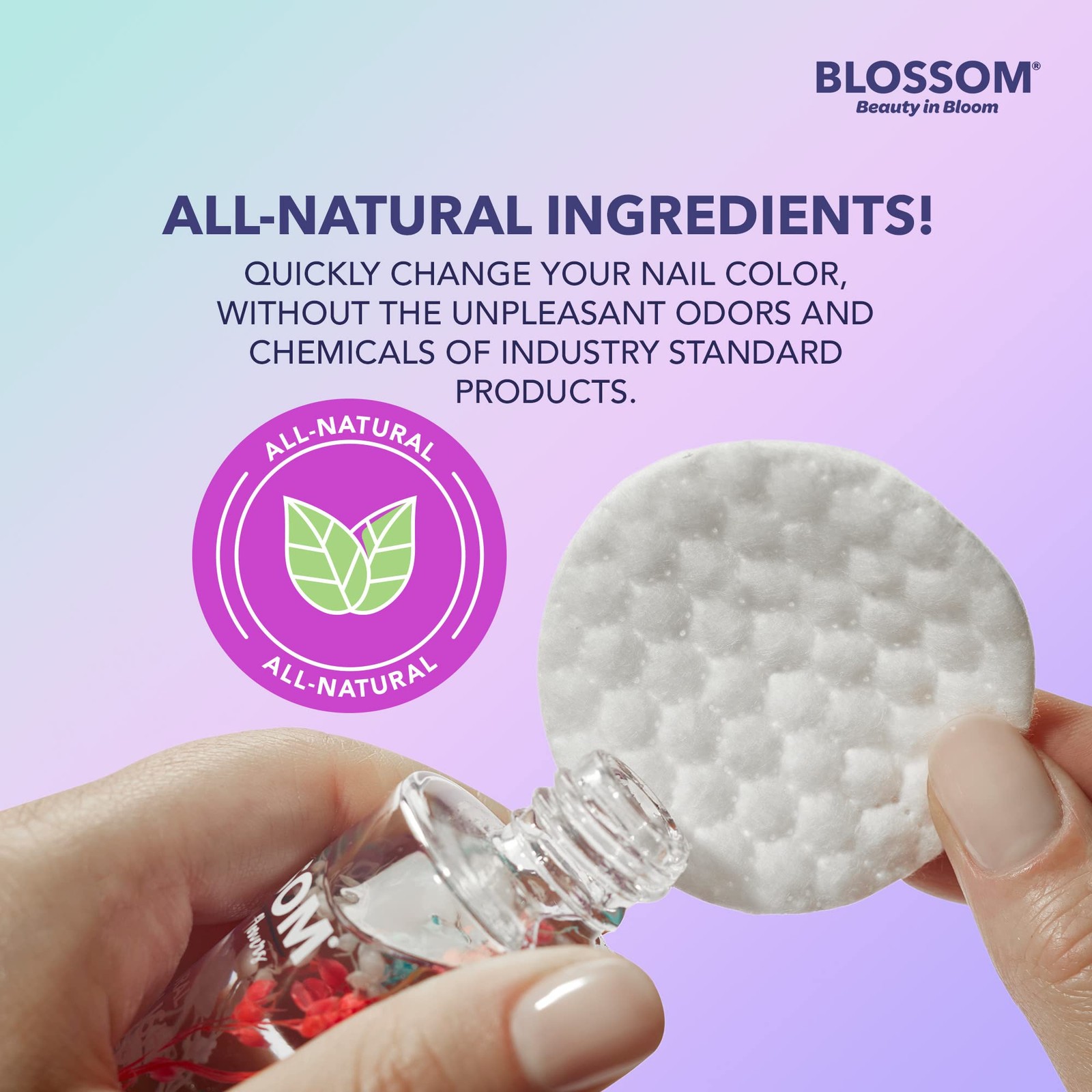 Blossom Non Toxic Nail Polish Remover 2 Fl Oz (Pack of 1), Lavender