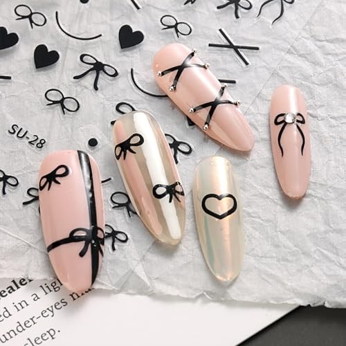 Valentines Heart Nails Stickers Cute 3D Bow Love Nails Heart Gift Dots Design