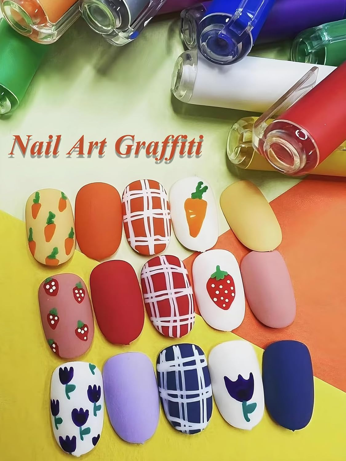 12 Colors Nail Art Pens, 3D Quick Dry Nail Point Graffiti Dotting Liner Pen Sets