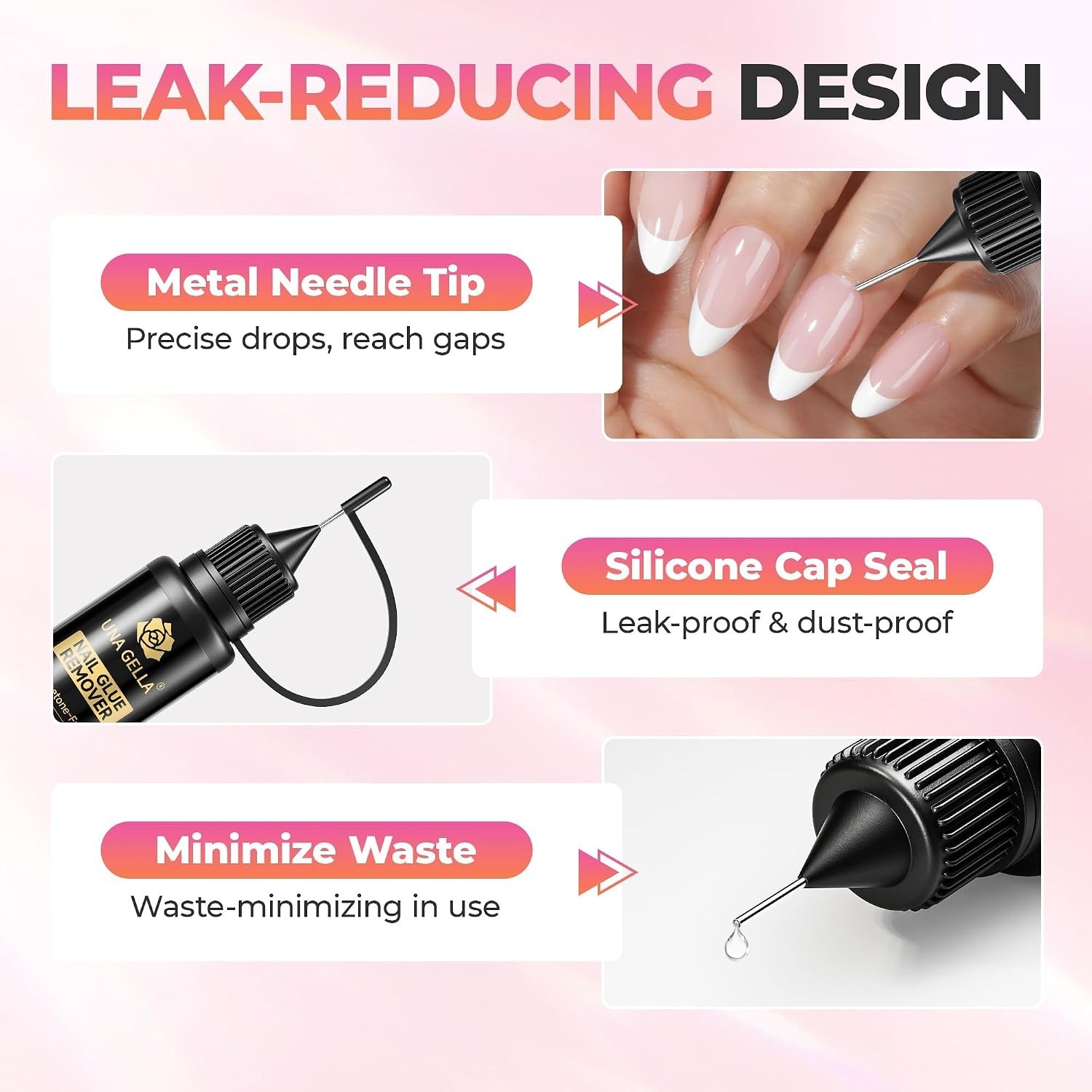 Nail Glue Remover 20ml 2pcs for Press On Nails Gel Acrylic Easy Removal Gentle