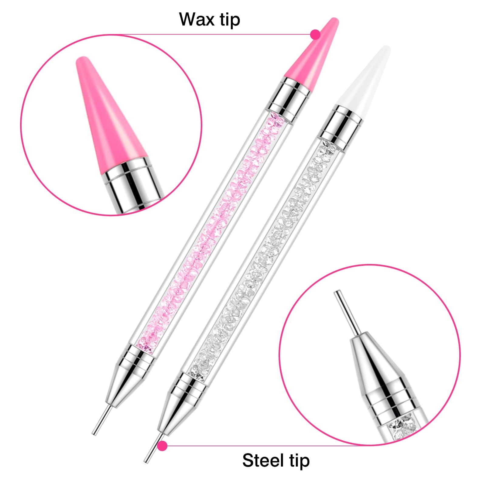 VANALIA Rhinestone Picker Tool 2 Bedazzling Pen 6 Extra Wax Tips&Tweezer 16Pcs