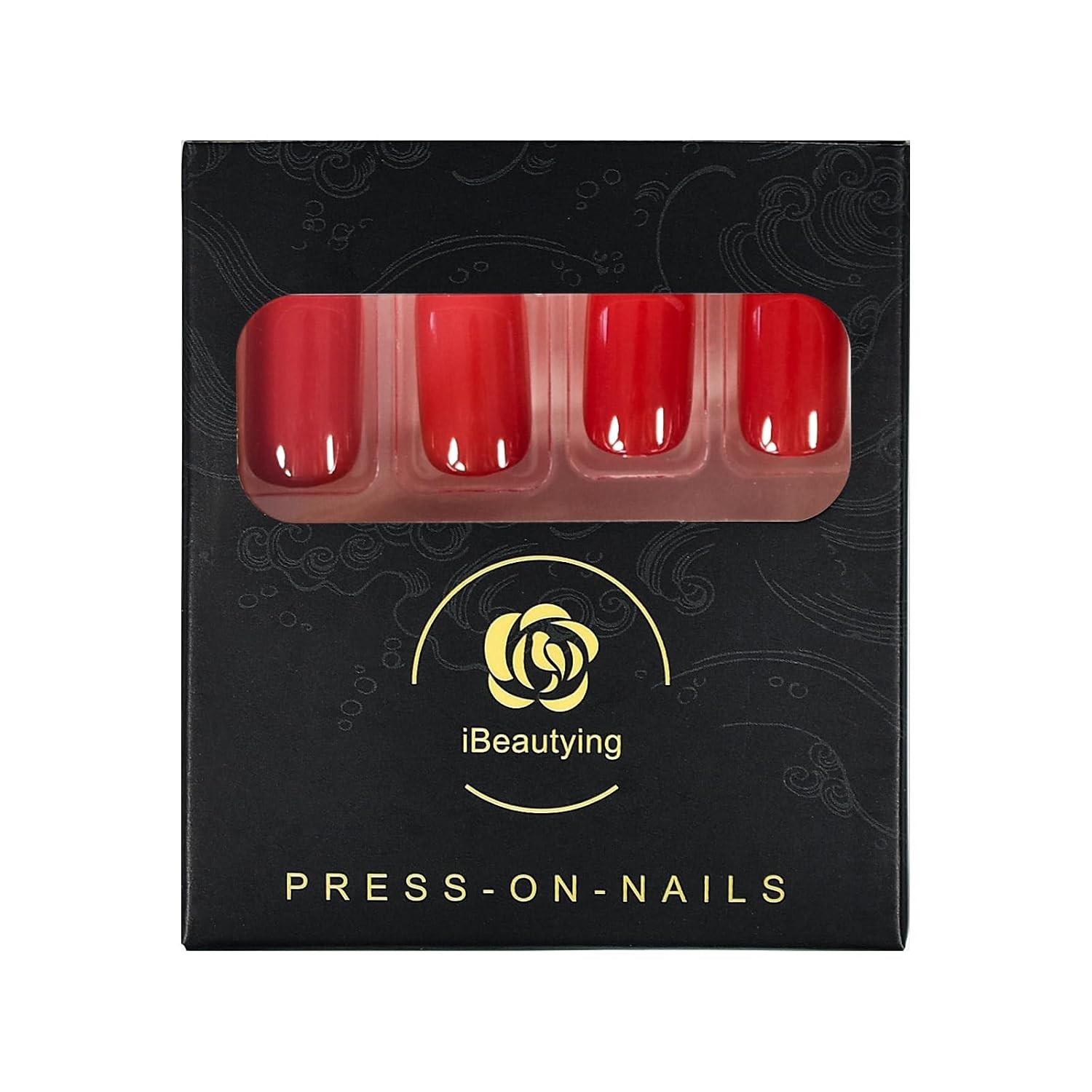 Chinese Bright Red Press on Nails – False Nails – Glossy Blood Red Finish Fin…