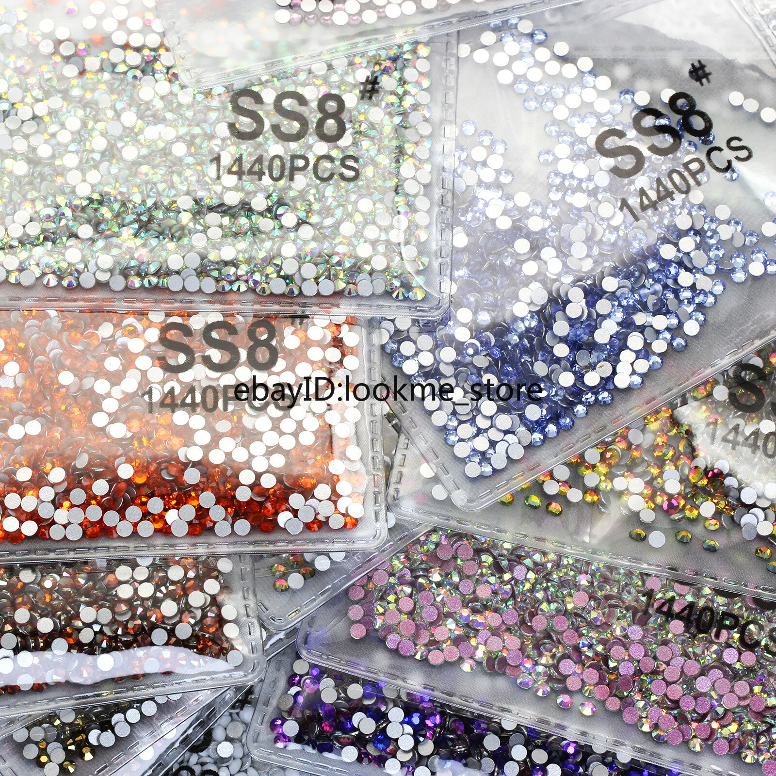 1440pc 2.5mm (ss8) Crystal Glass Rhinestones Flatback Gems Nail Art Crafts Decor