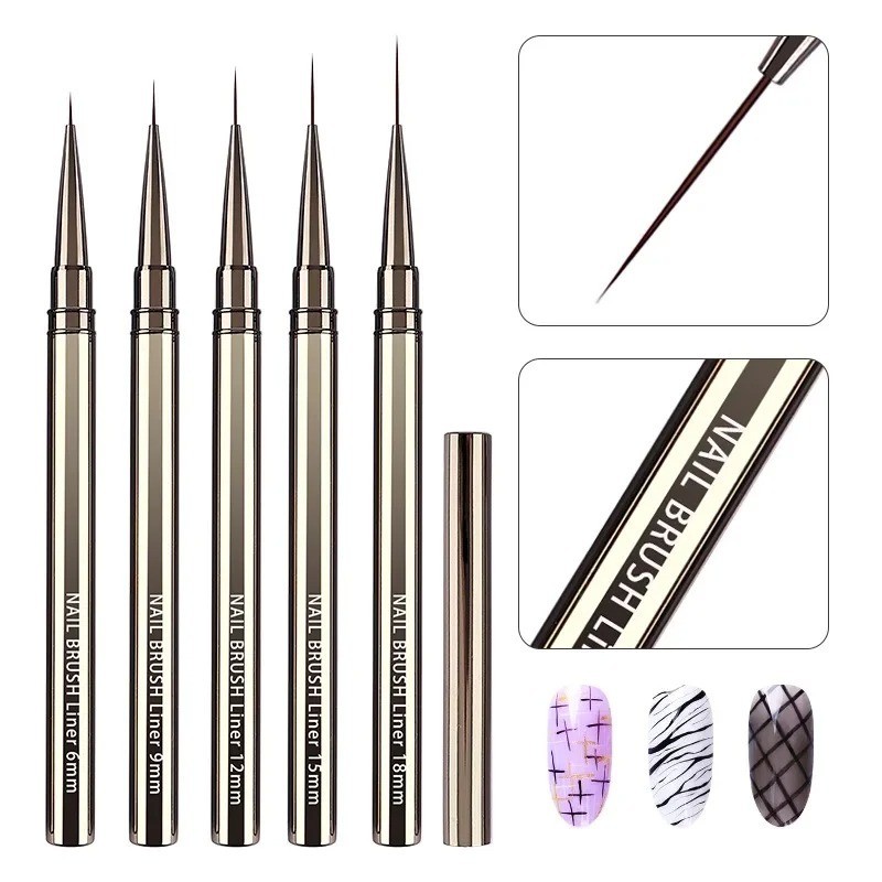 5pcs Nail Art Liners Striping Brushes Fine Line Drawing Detail Painting Blending