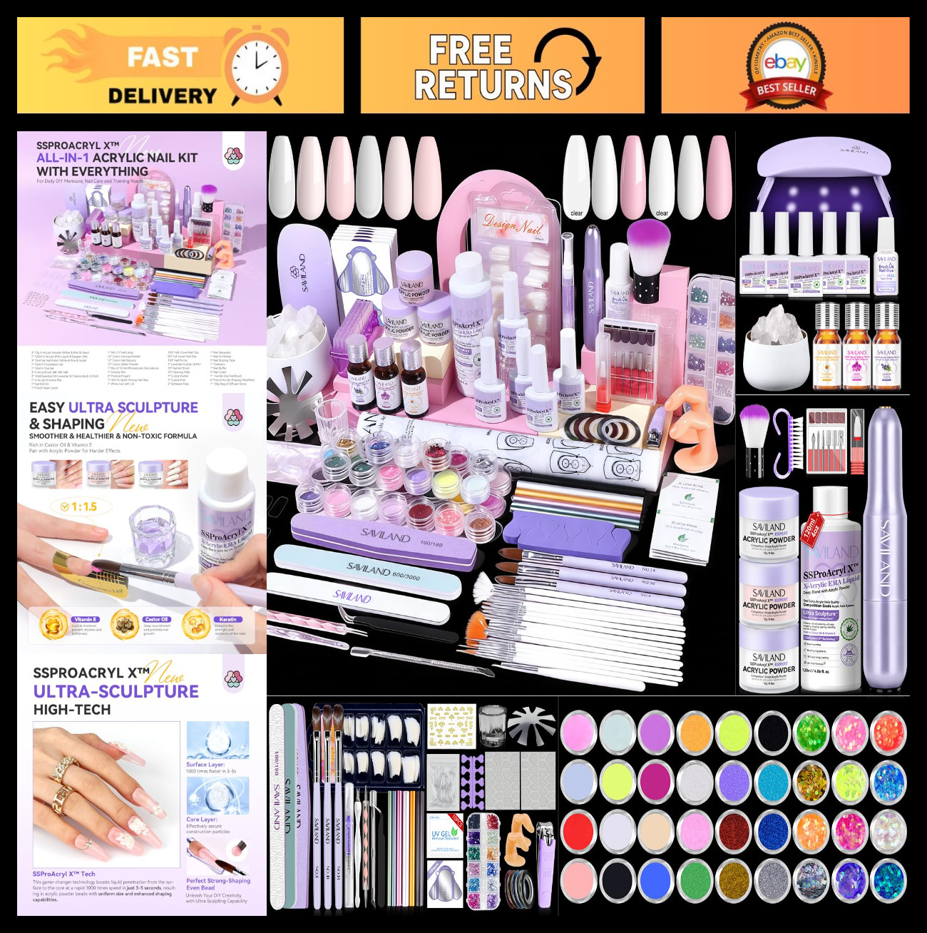 Acrylic Nail Kit for Beginners – Complete Set with Nail Art Brush, Drill & Dryer