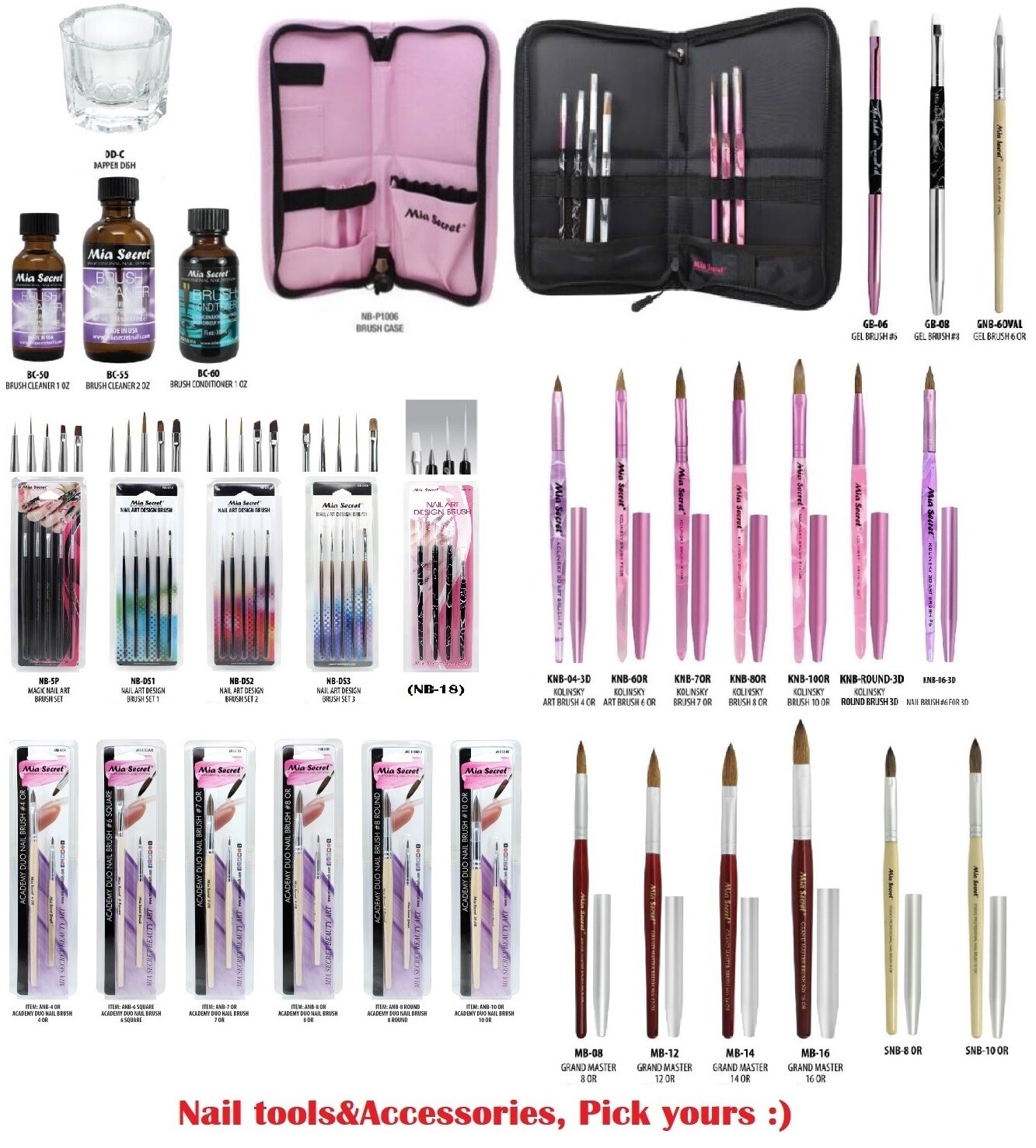 Mia Secret Professional Nail Brush And Brush accessories – CHOOSE YOURS