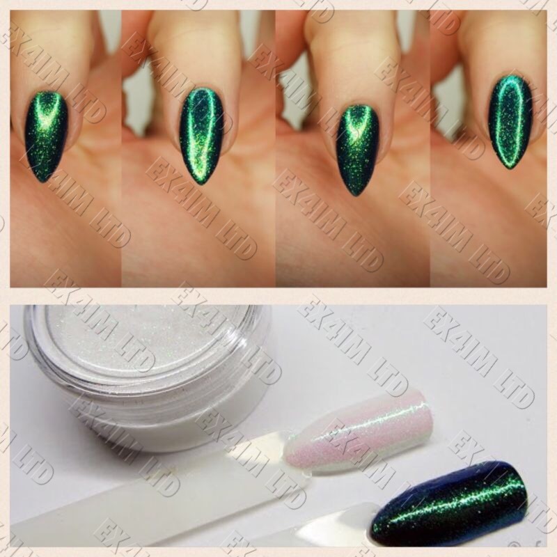 MERMAID EFFECT Nails Art Glitter Powder Magic Dust Glimmer Emerald Iridescent UK