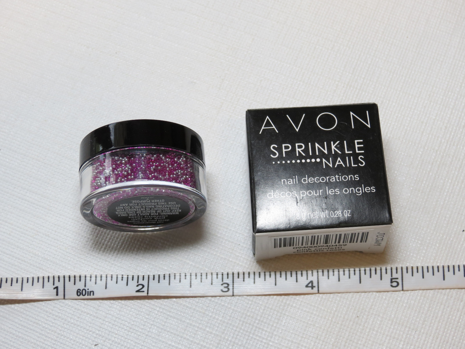 Avon Sprinkle Nails Decorations Pink Con 8 g net wt. 0.28 oz glitter mani pedi;;