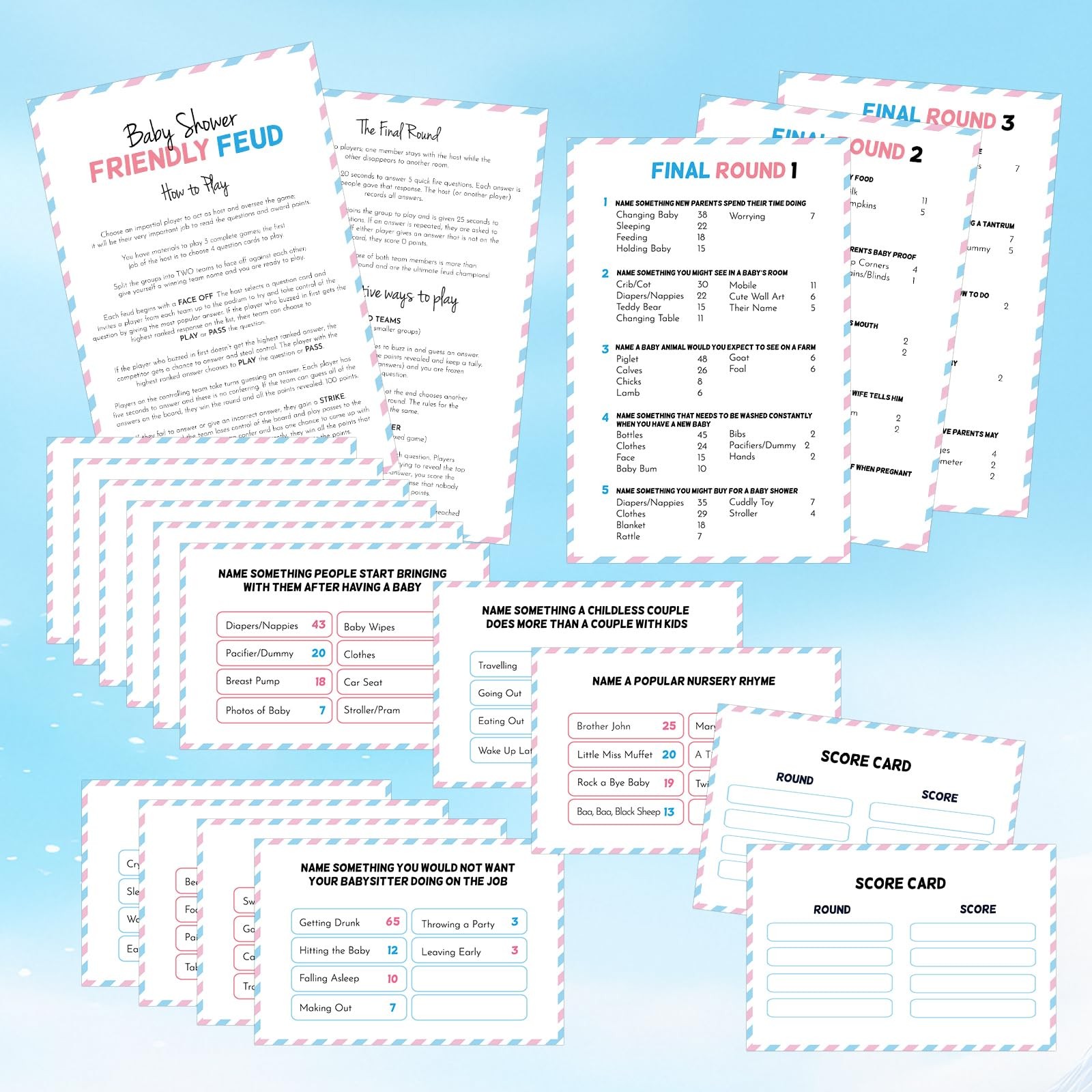 Humyoun Baby Shower Friendly Feud Game with 2 Answer 4 x 6 inches (approx.)