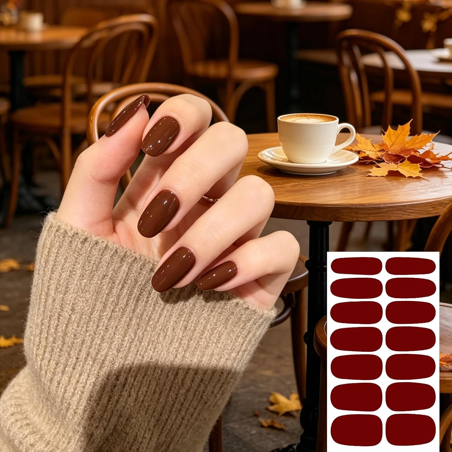 20 Sheets Dark Solid Color Series Nail Polish Strips Stickers with Nail File Sel