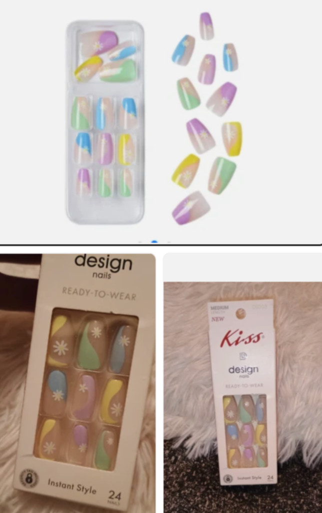 KISS Design Nails, MAGIC CARPET RIDE, Colorful Pastels, Nude,Wavy, Daisies, Glue
