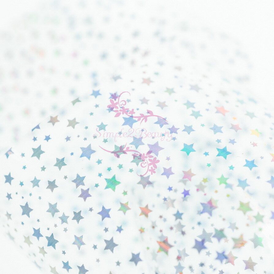 1 Roll 100m Nail Art Manicure Silver Laser Holo Star Transfer Paper Foil Decals