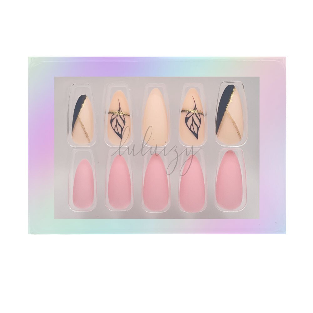 Press On Nails Reusable Almond French Matte Nail Tips Nails Glue Gel