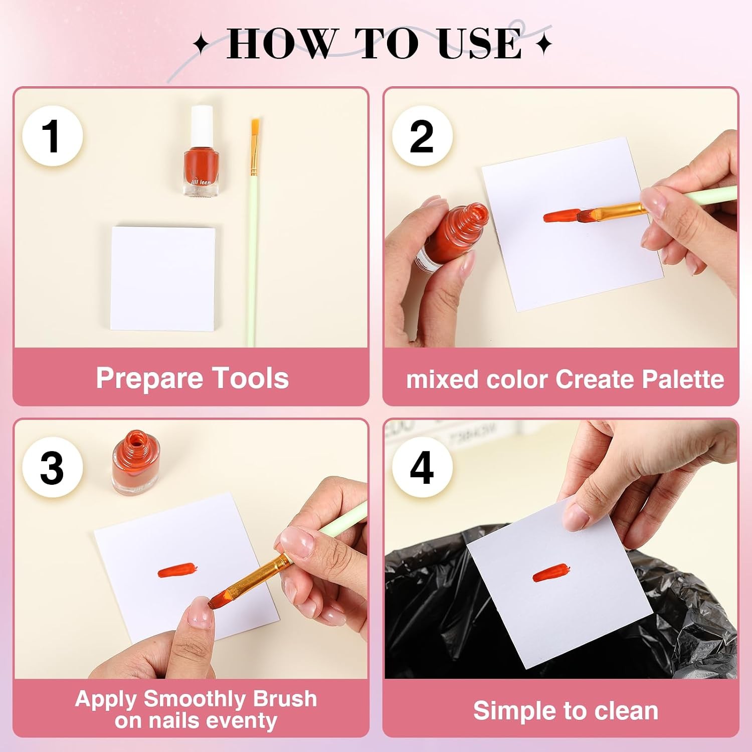 100 Sheets Disposable Nail Polish Palette Paper Double Side Gel Nail Art Palette