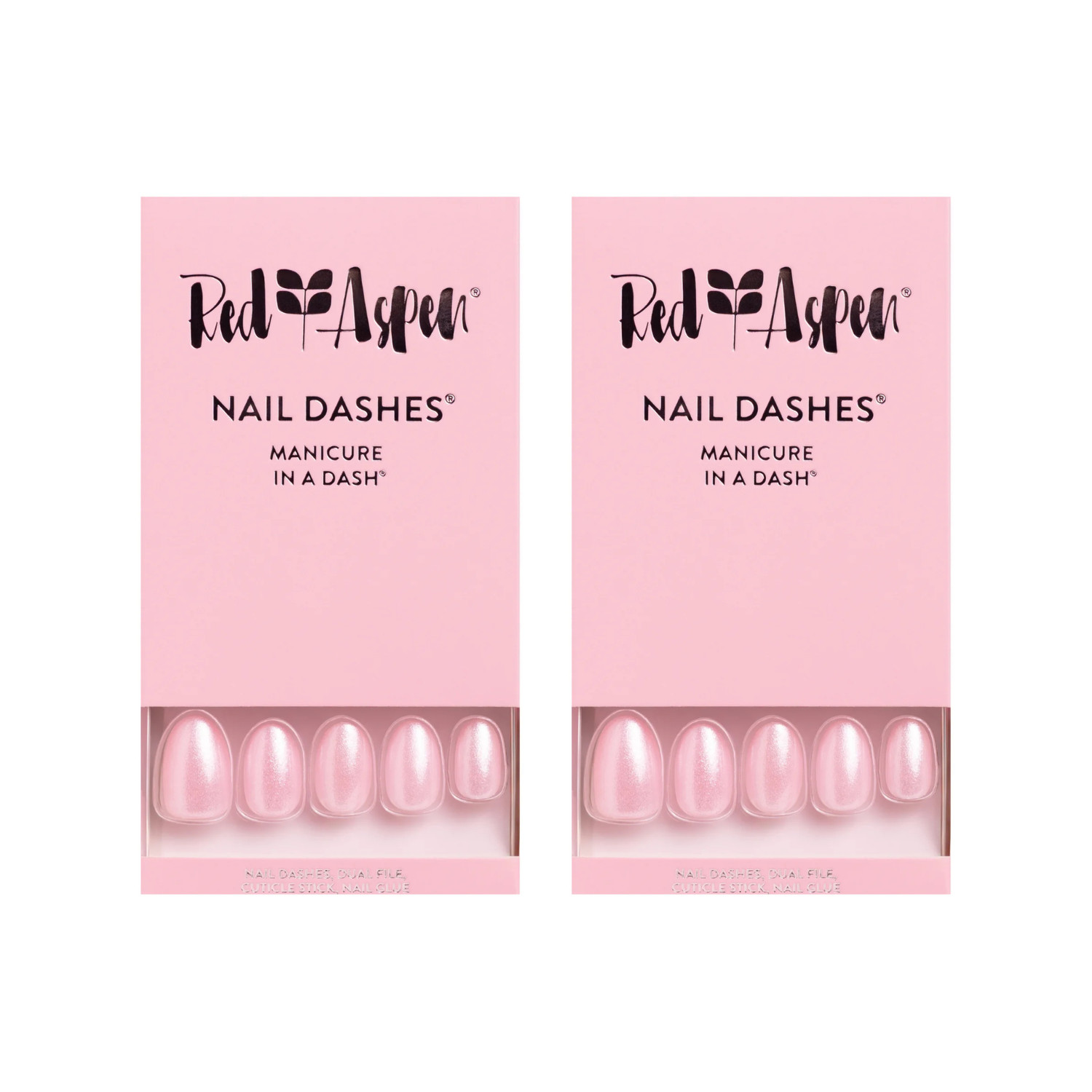 x2 Red Aspen – Nail Dashes Press-On Nails, Glitter Me Pink, Paisley Short Almond