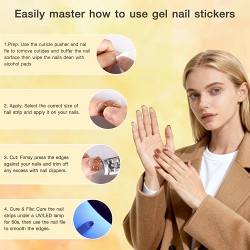 3pcs Semi Cured Gel Nail Strips Burgundy Red with Gold Gilded Burgundy