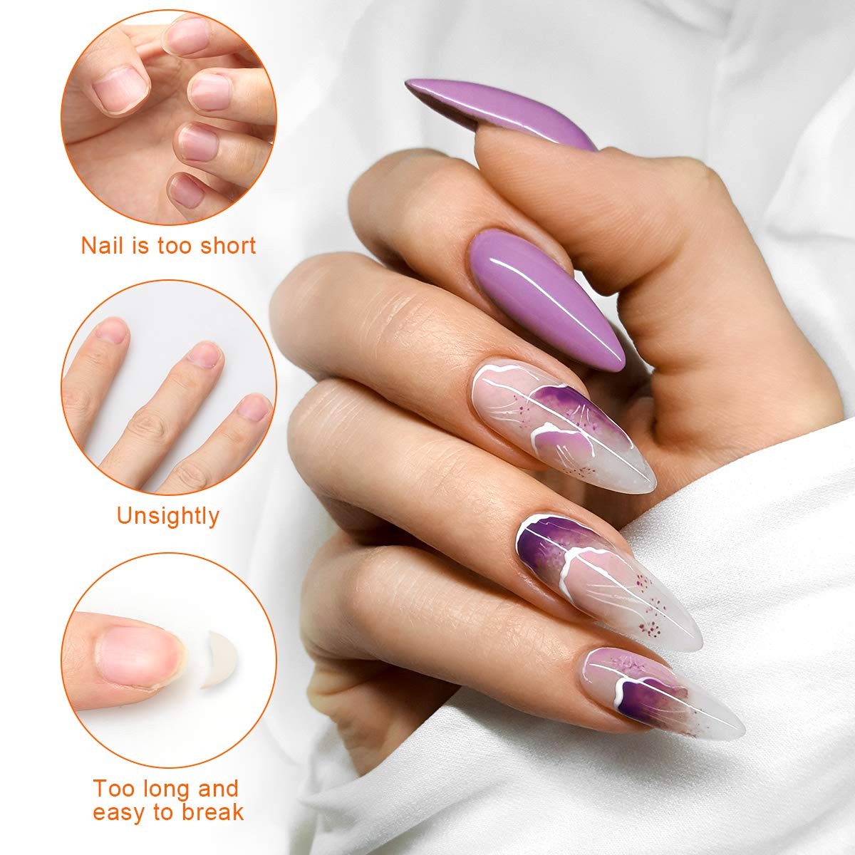 200 PCS Nail Forms for Builder Gel, AHIER Self-adhesive Nail Extension Forms for