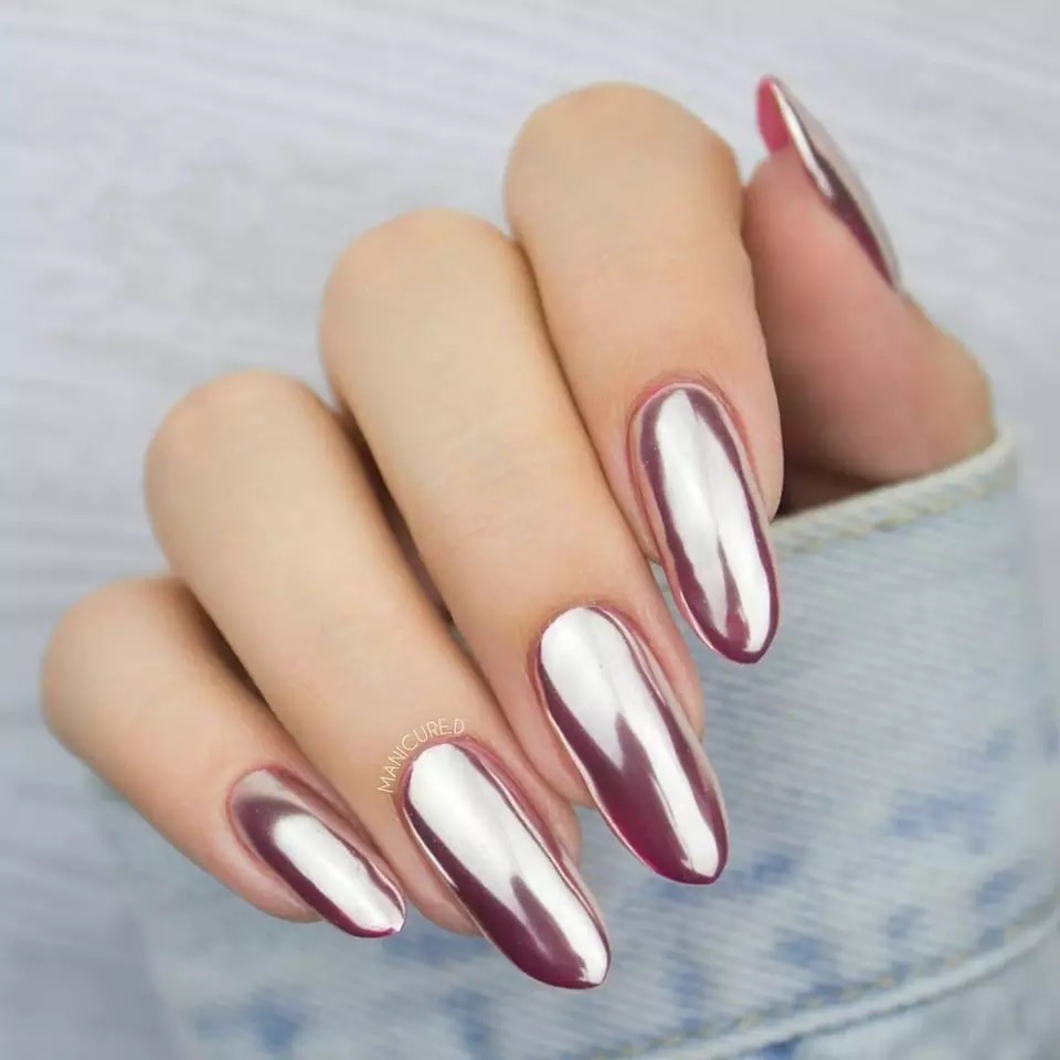 MIRROR NAIL POWDER Silver CHROME for Rose Gold Nails EFFECT Pigment Nail Art R