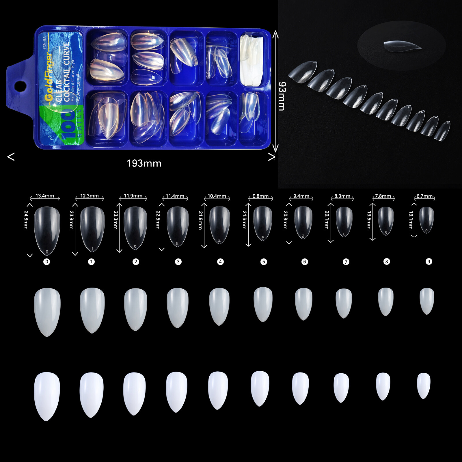 Short Stiletto Nail Tips 100pcs Full Cover False Nails French Fake Nails