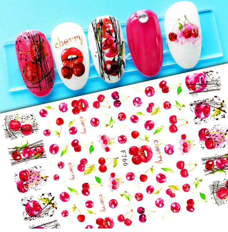 3D Nail Art Sticker Transfer Decals Strawberry Cherry Lemon Fruit Pattern NH15